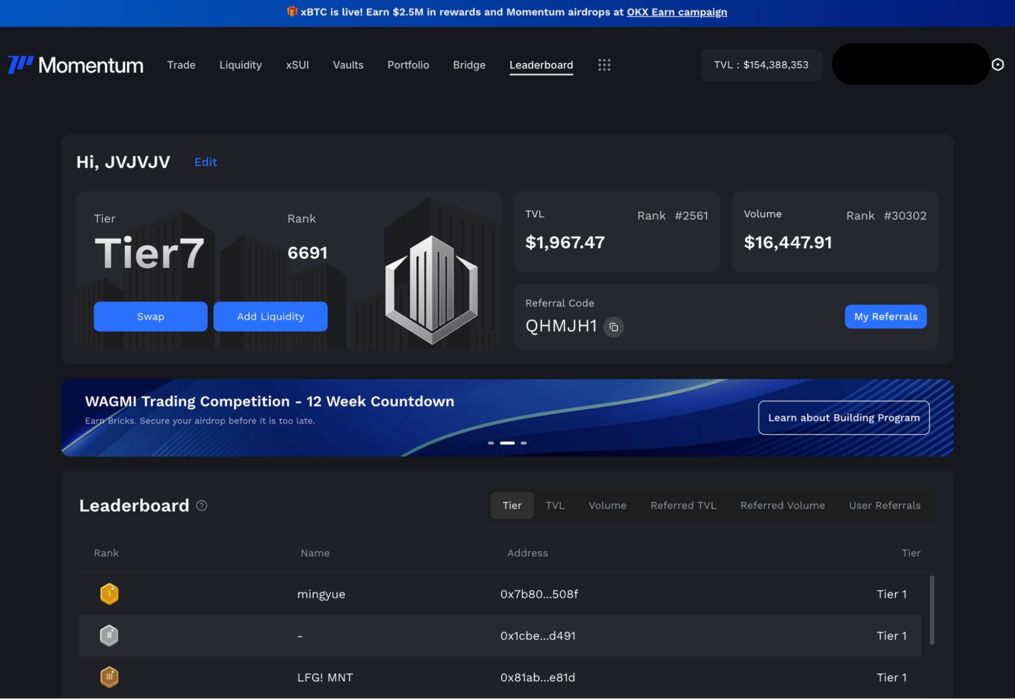 momentum leaderboard airdrop