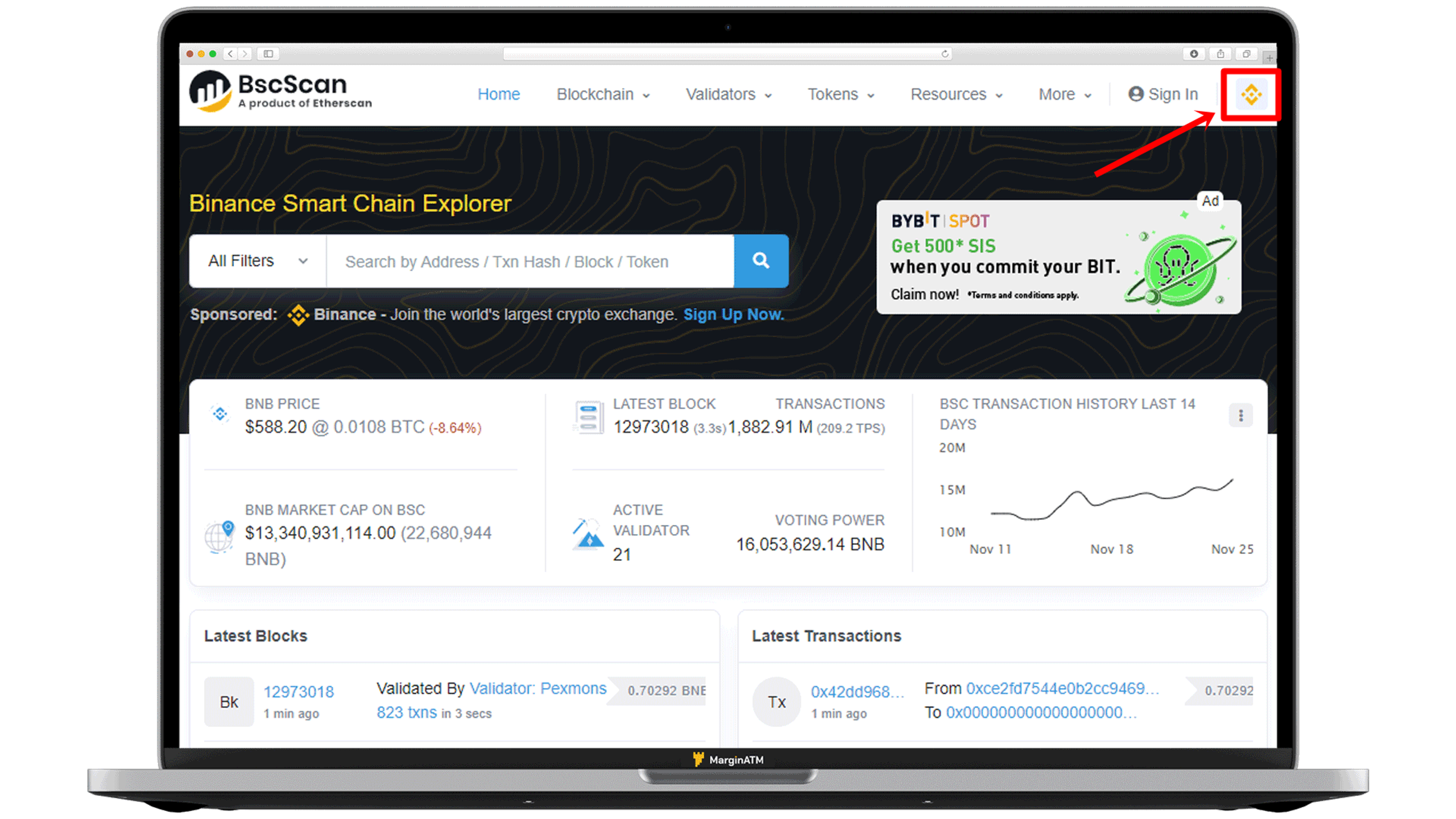 chọn biểu tượng binance