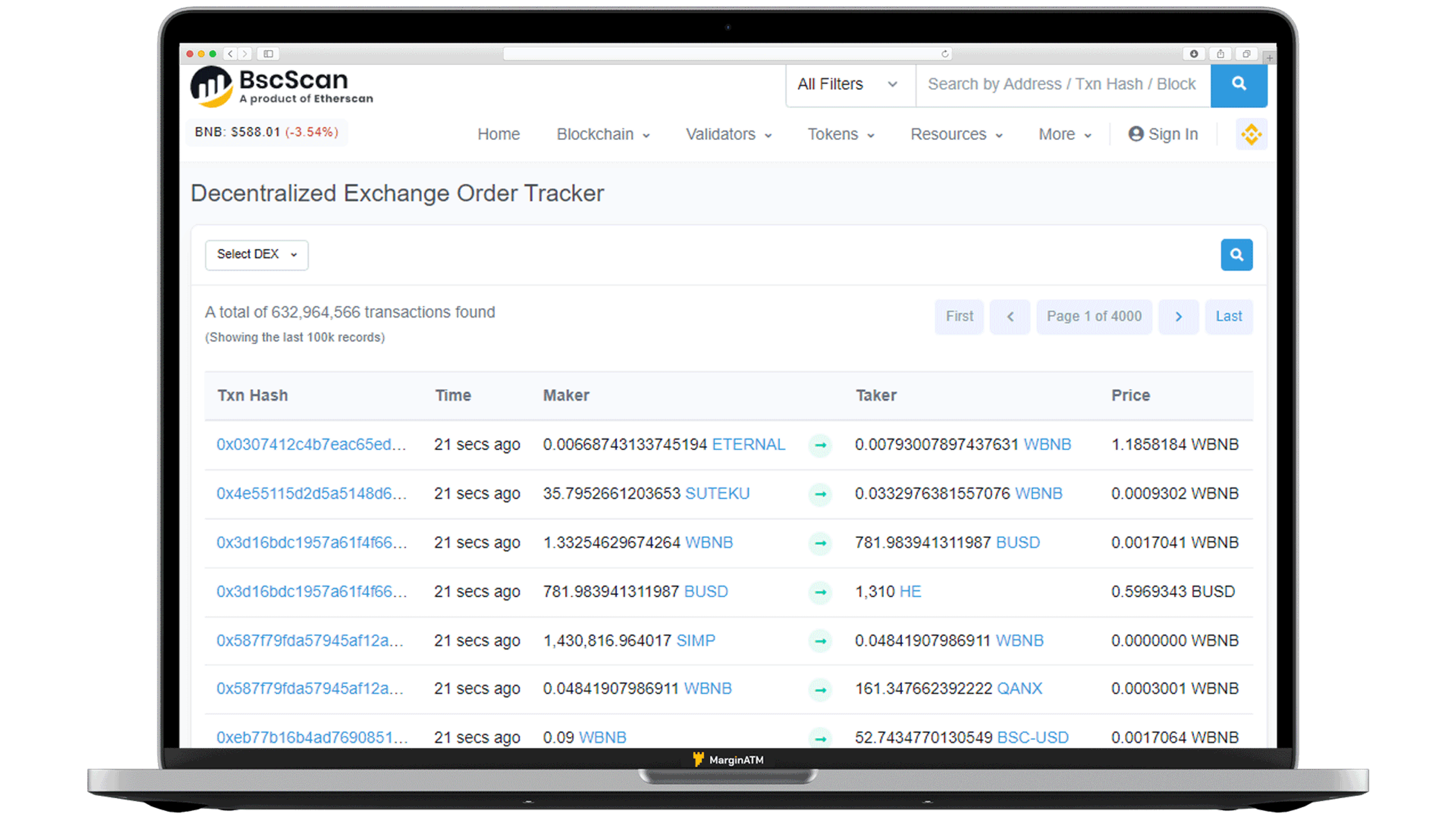 giao diện khi truy cập link các sàn dex